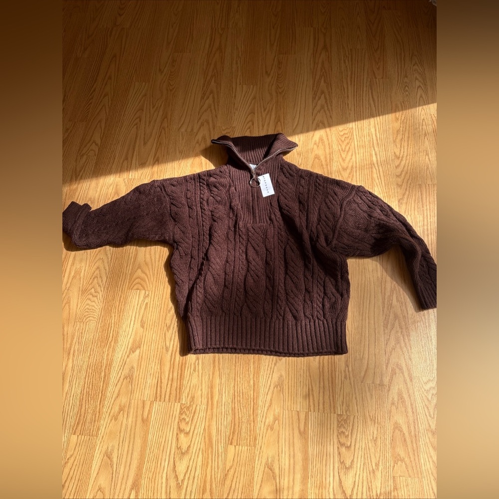 Topshop Brown Cable Knit Sweater